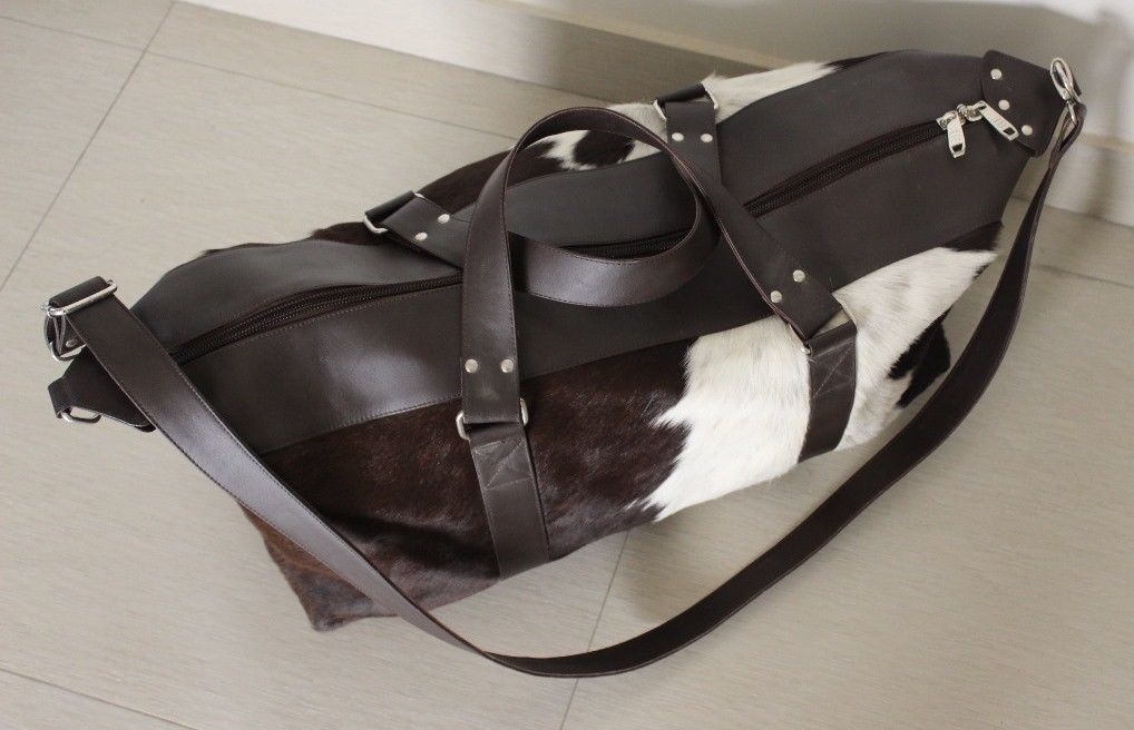 cow hair duffle bag