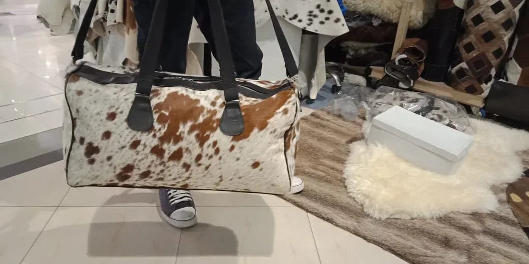 Cowhide Travel Luggage Bag Leather Airport Duffle