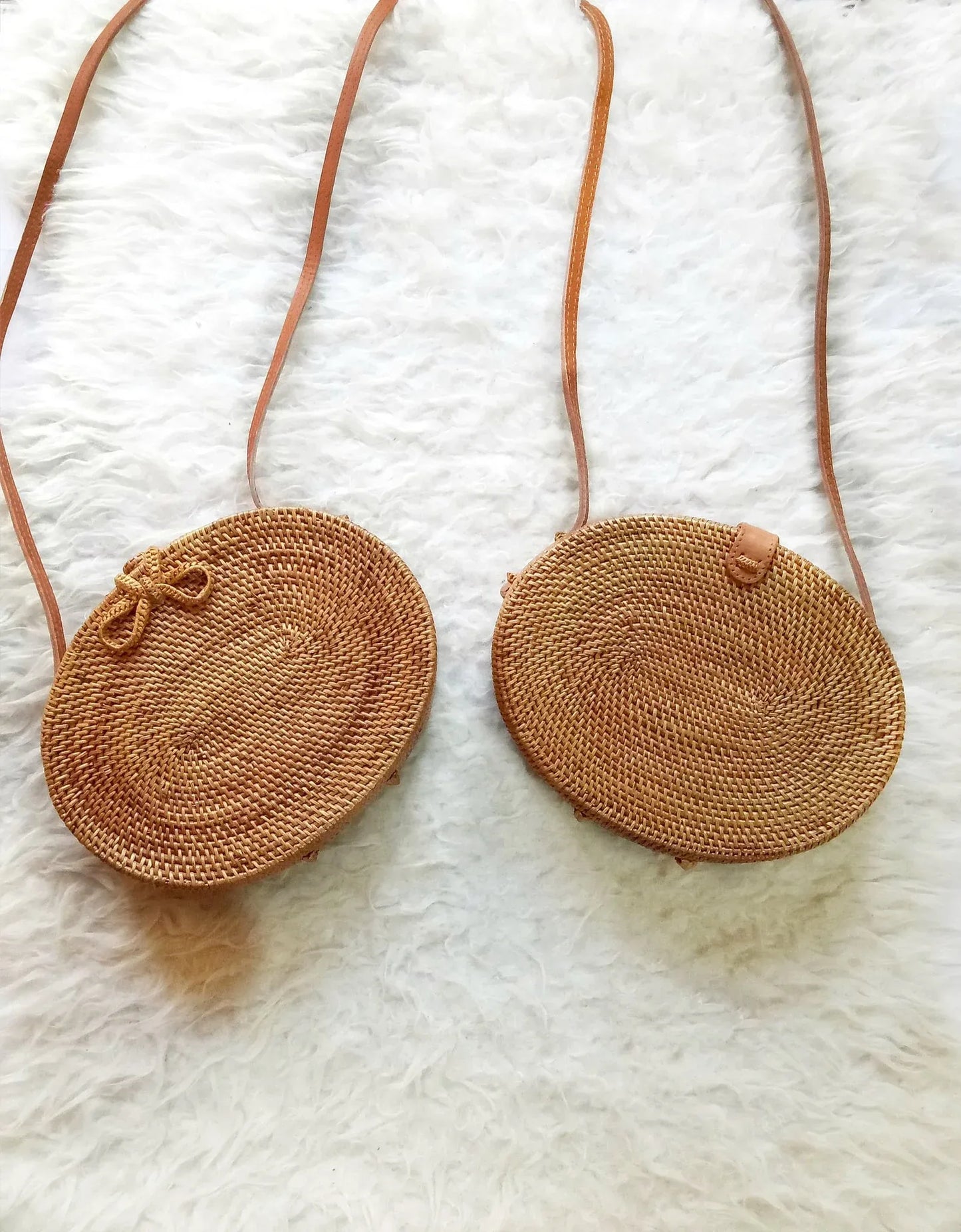 Handmade Rattan Oval Flores Roundie Bag
