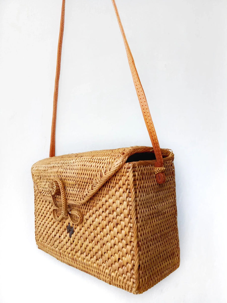 Irregular Rectangle Rattan Bag Boho Living Room