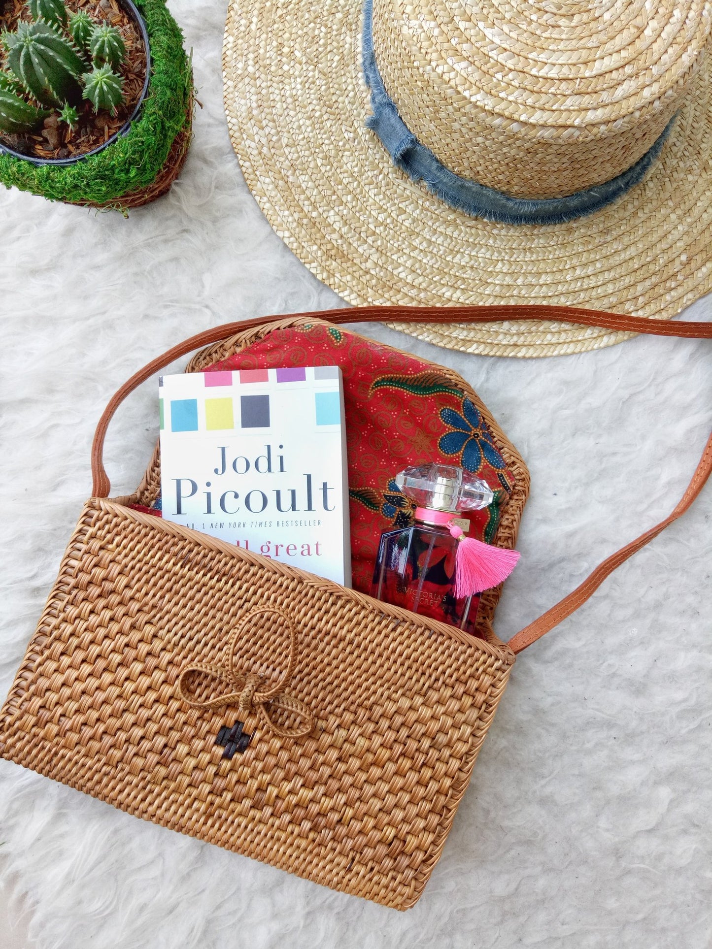 Handmade Rectangle Rattan Bag Boho Crossbody Summer Purse