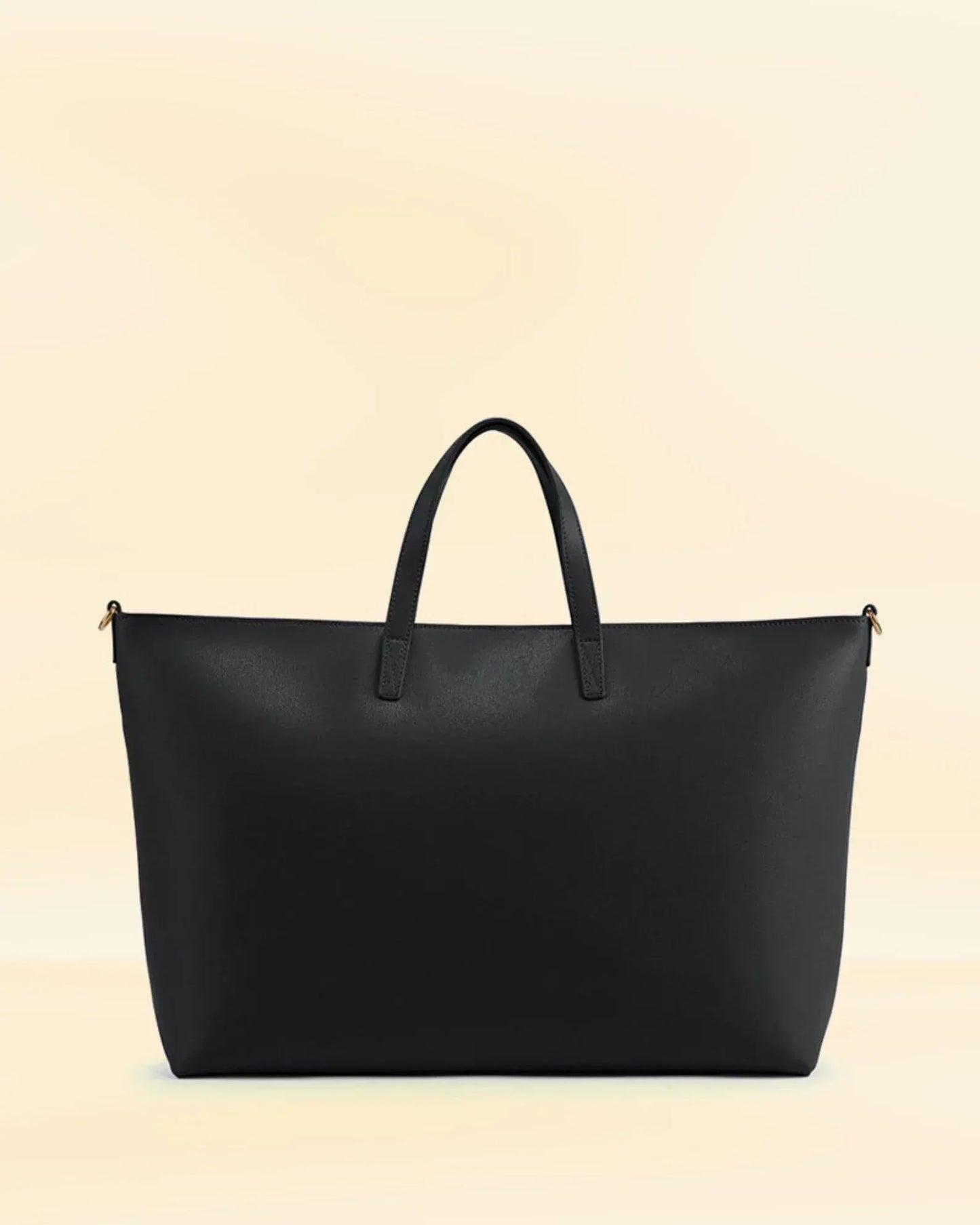 Dark Leather Shoulder Bag for Women With Pockets Black