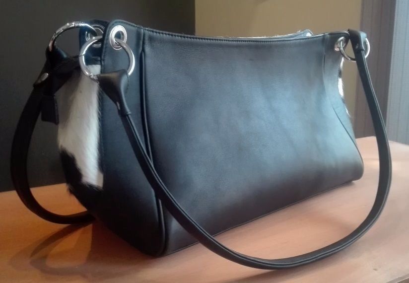 Black White Western Style Cowhide Bag 2019