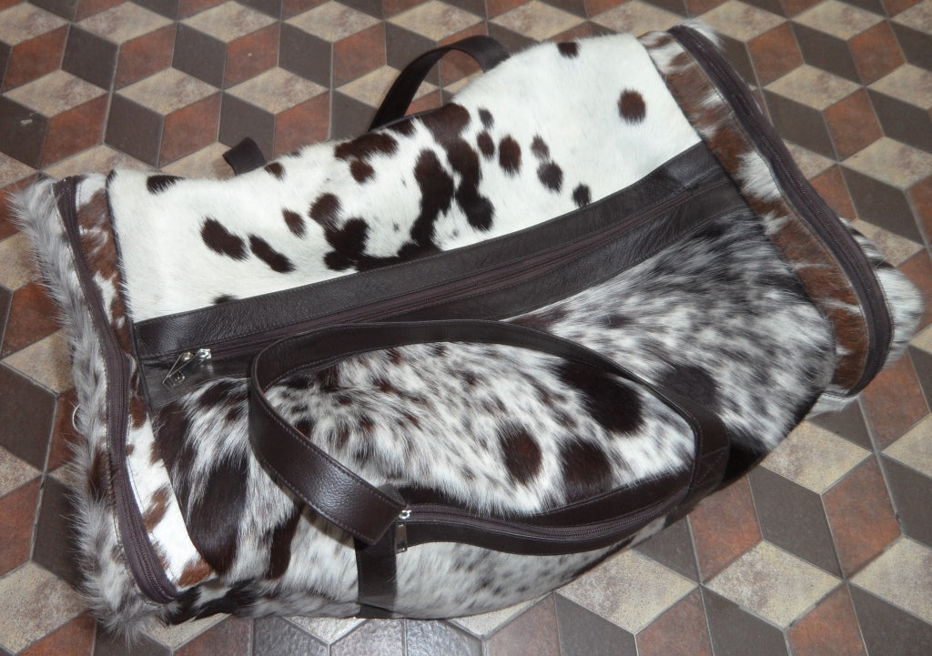 Cowhide luggage Bags Black And White