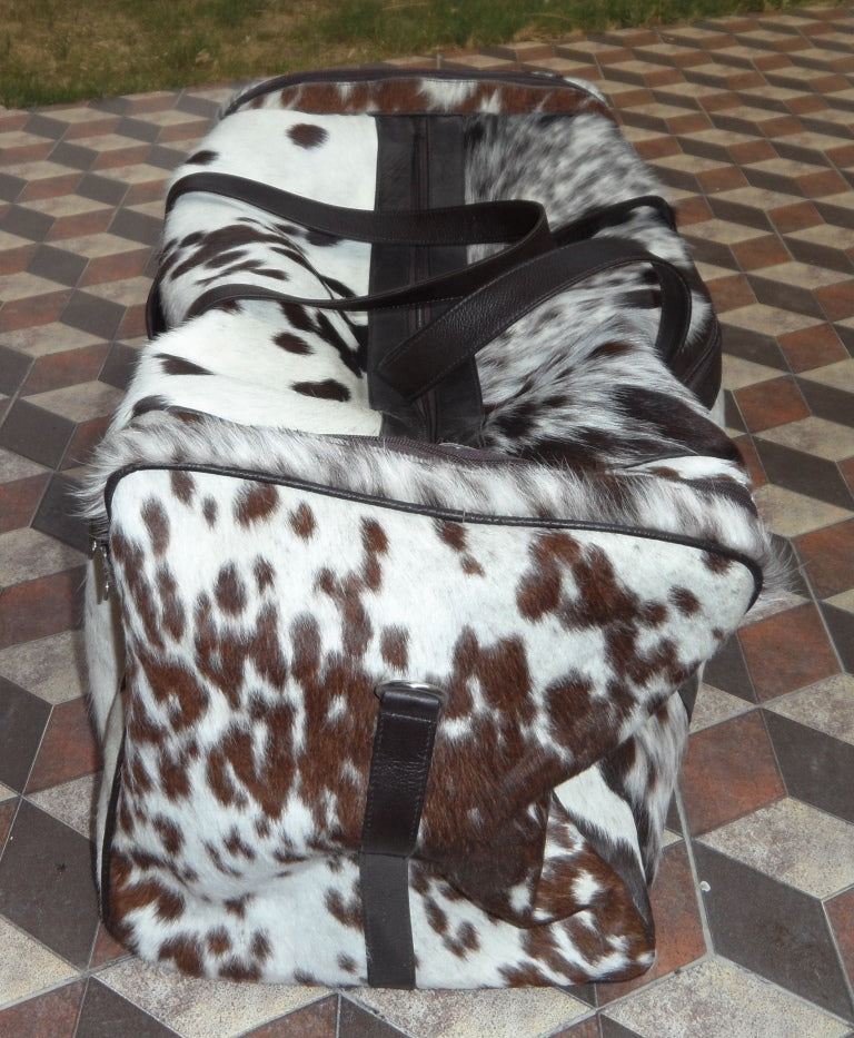 Cowhide luggage Bags Black And White