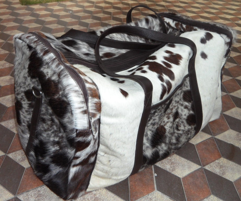 Cowhide luggage Bags Black And White