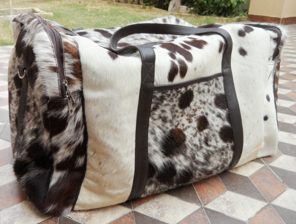 Cowhide luggage Bags Black And White