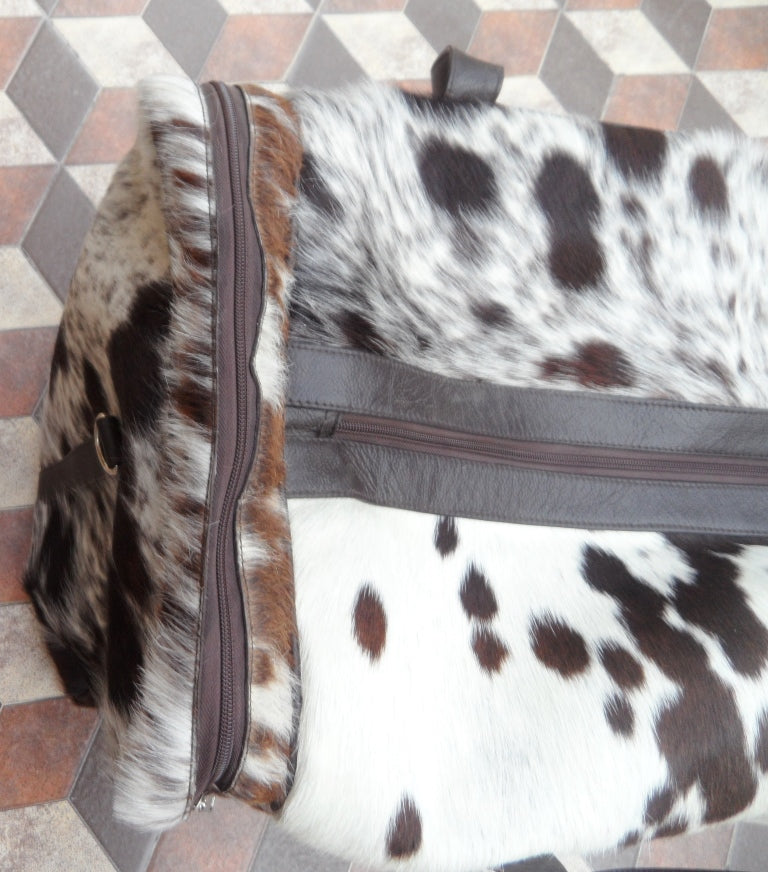 Cowhide luggage Bags Black And White