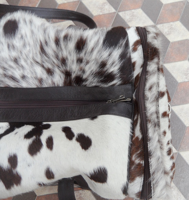 Cowhide luggage Bags Black And White