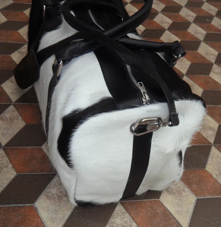 Pony Fur Duffel Bag Black White