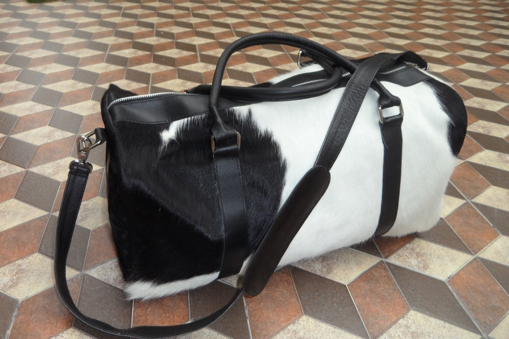Pony Fur Duffel Bag Black White