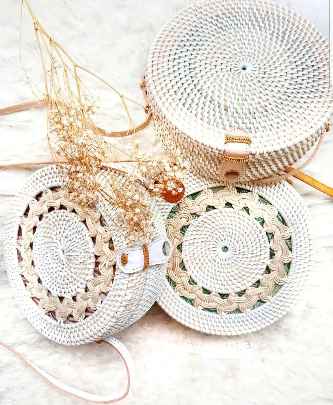 White Round Bag Bali Free Shipping World Wide.