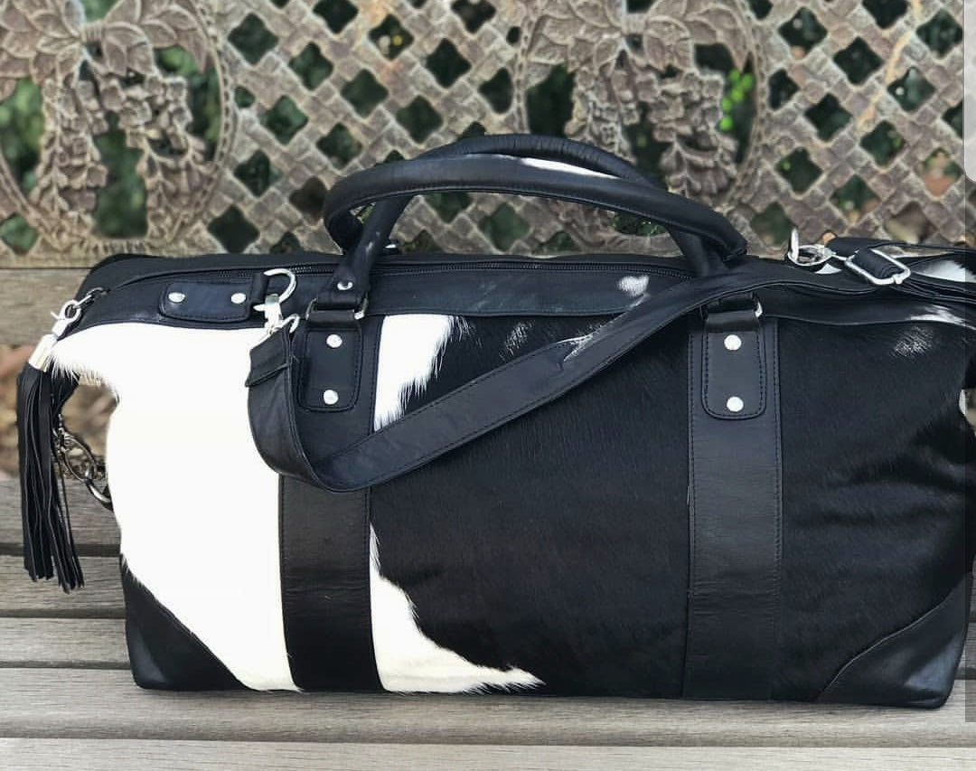 cowhide duffle bag