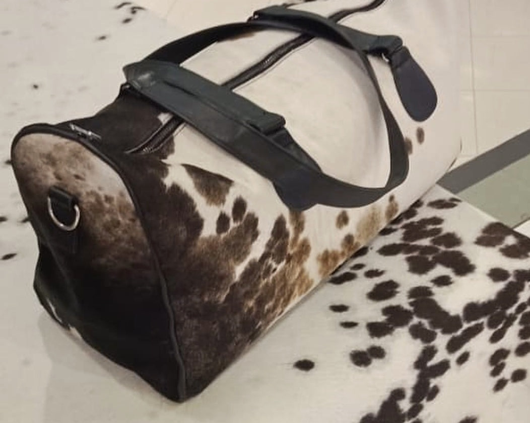 cow hair duffel bag