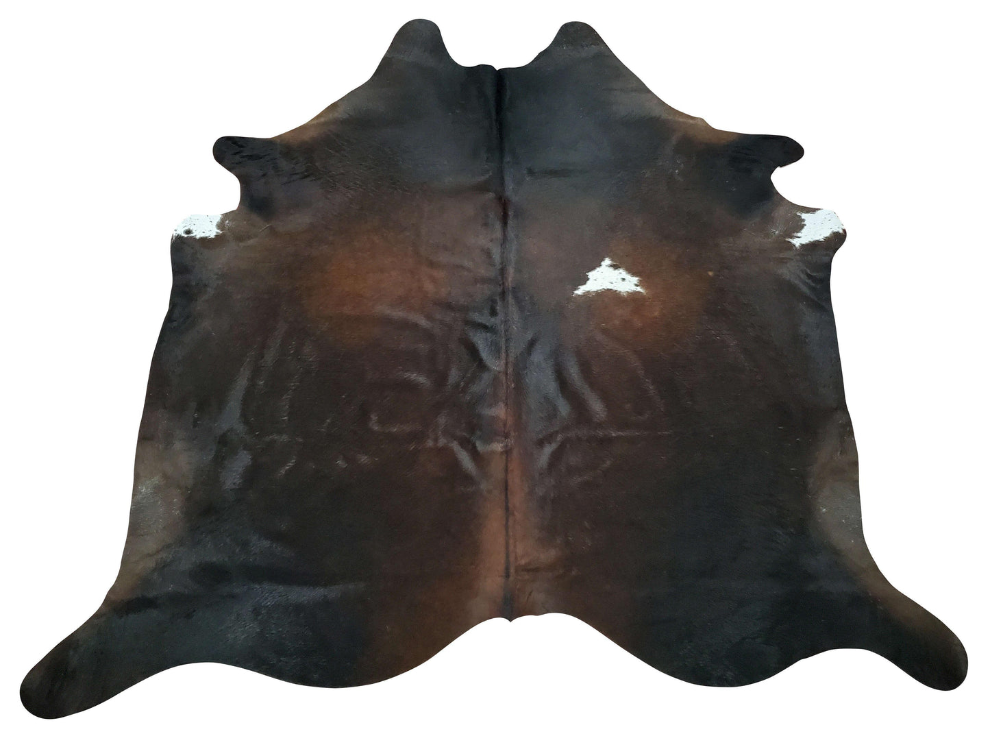 Exotic Brazilian Dark Brown Cowhide Rug 6.4ft x 6.3ft