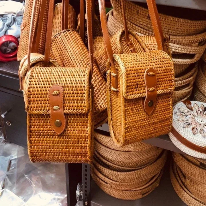 Mini Rattan Crossbody Bag