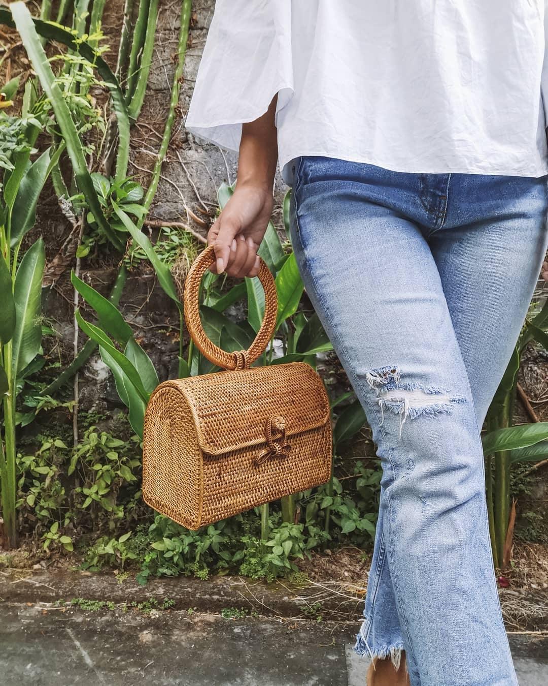 woven rattan clutch bag street level