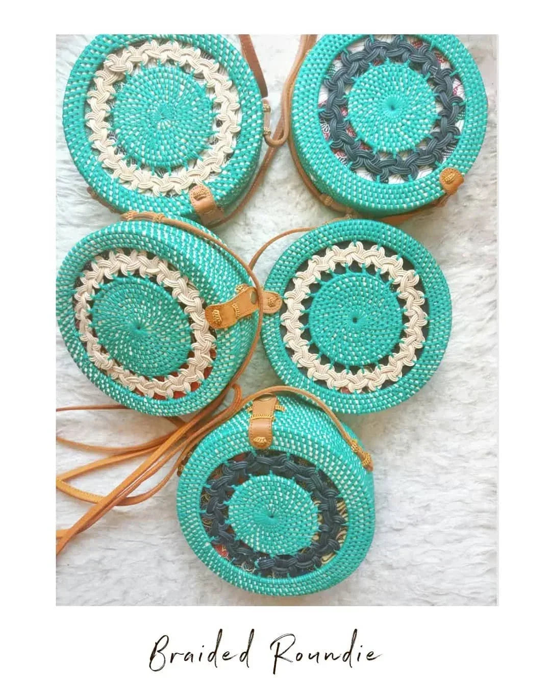 Braided Round Rattan Bag Bali Green