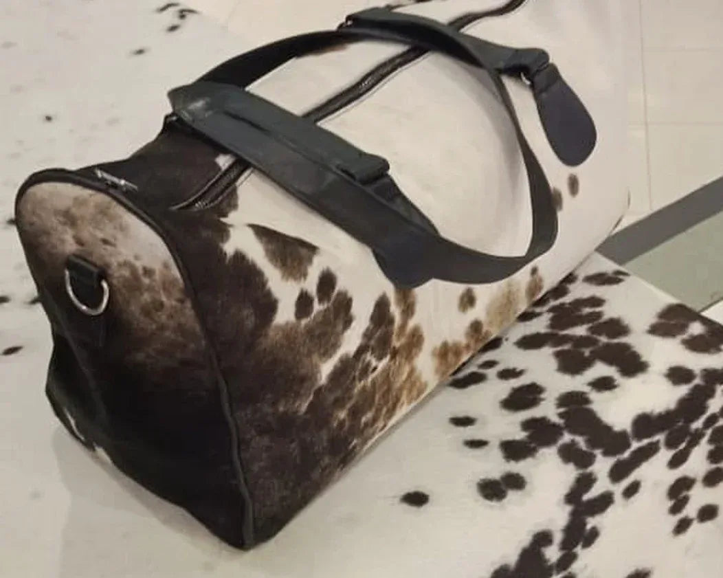 Cowhide Weekender Travel Bag Leather Duffle