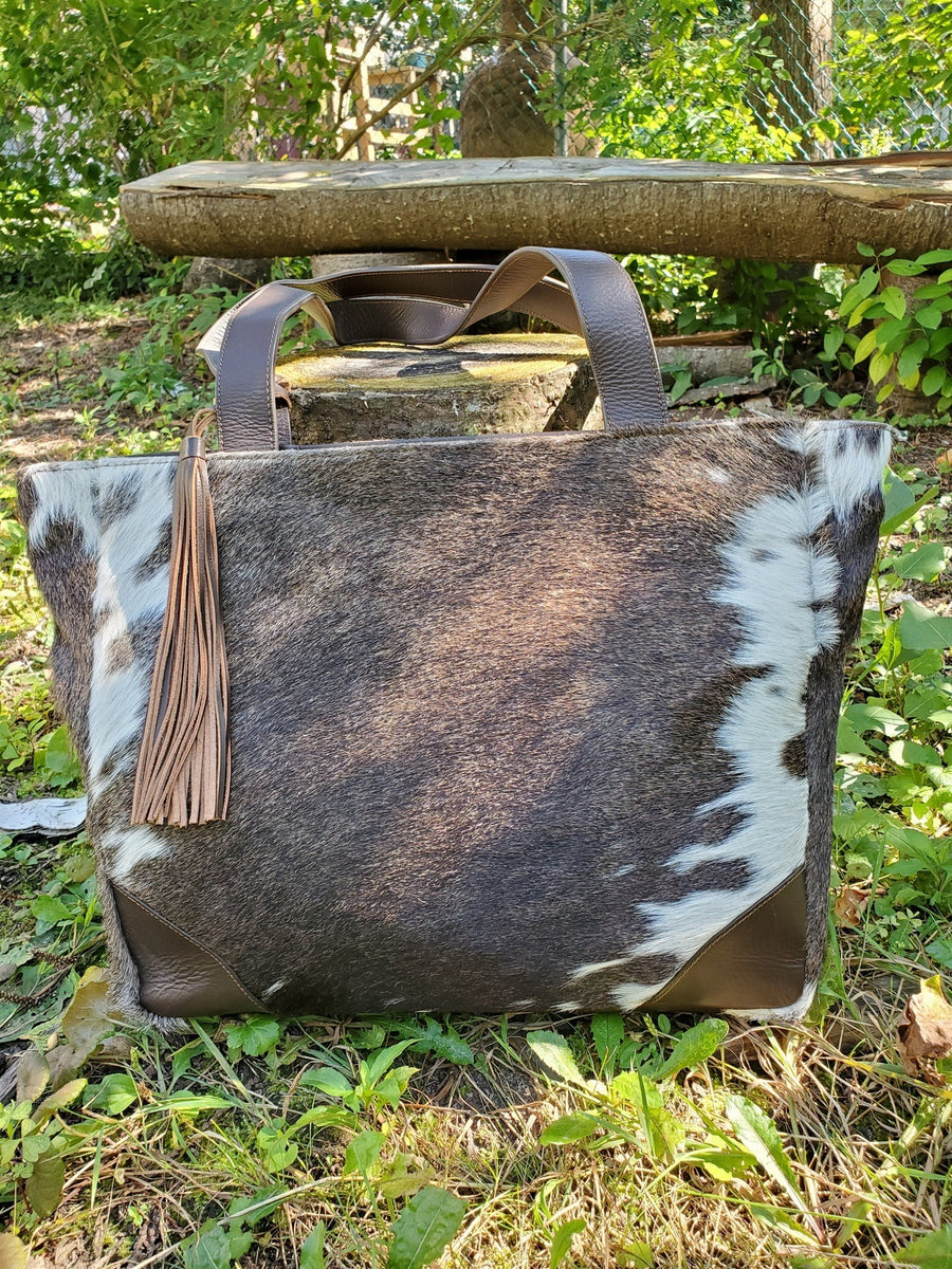 Genuine Leather And Cowhide Hairon Tote Bag