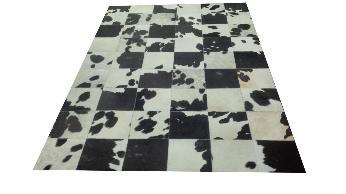 black cowhide patchwork rug Picture 3