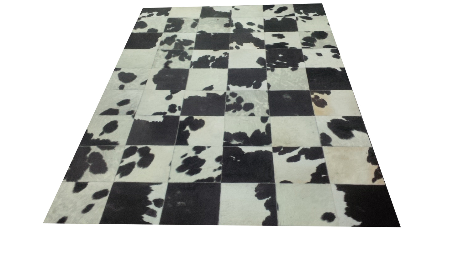 black cowhide patchwork rug
