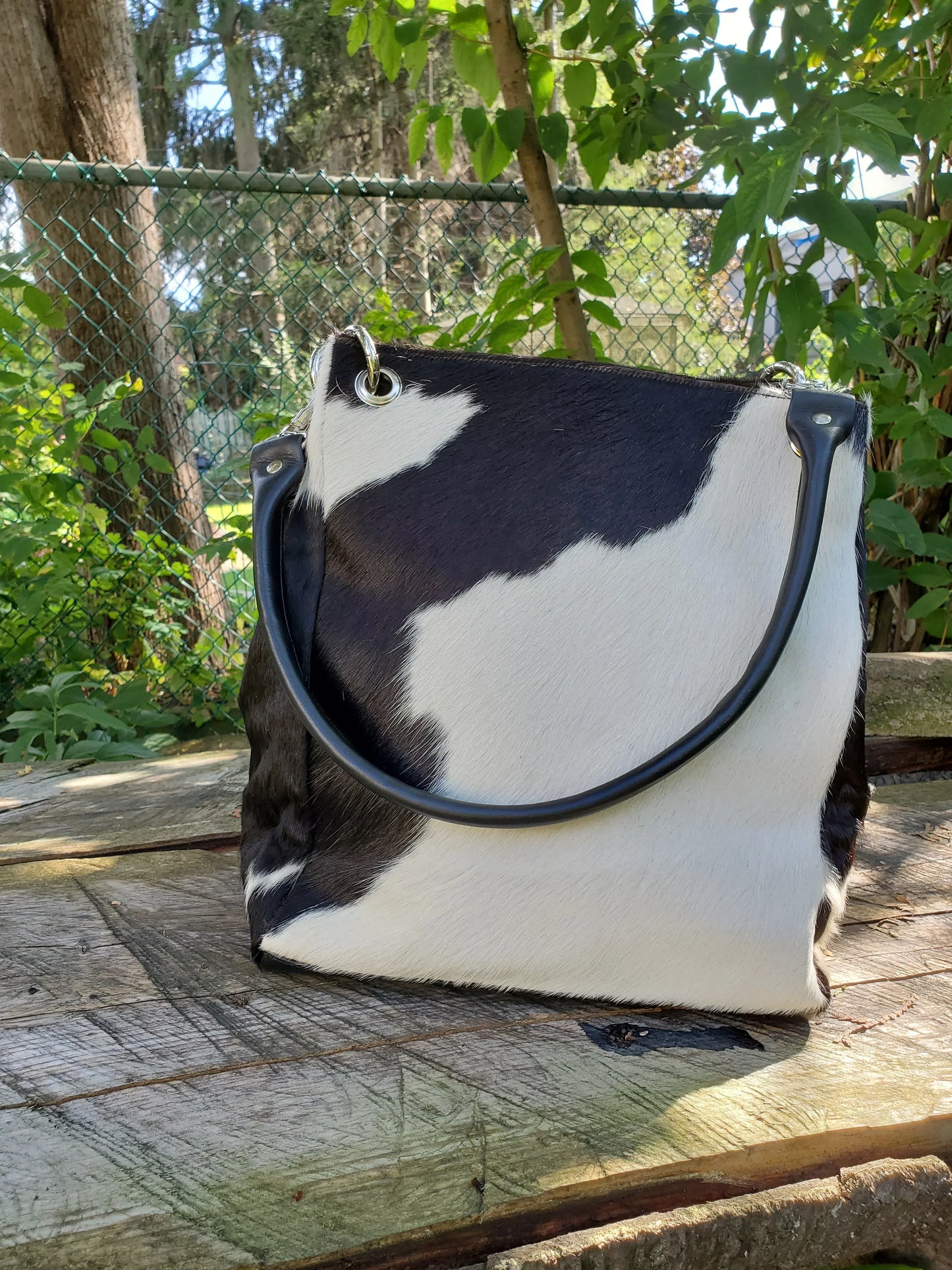 Cowhide Shopping Overnight Bag
