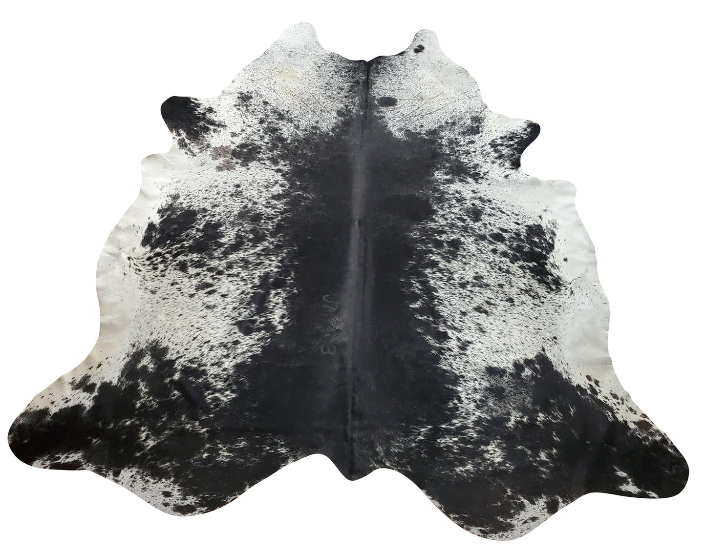 Brazilian black and white cowhide rug 8.4ft x 7.4ft
