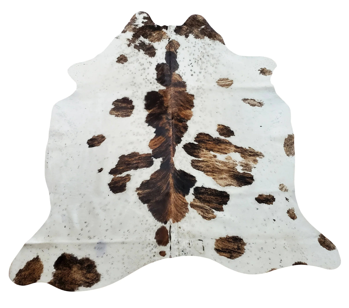 Cowhide Rug Spotted Brown Black White 6.2ft x 5.2ft