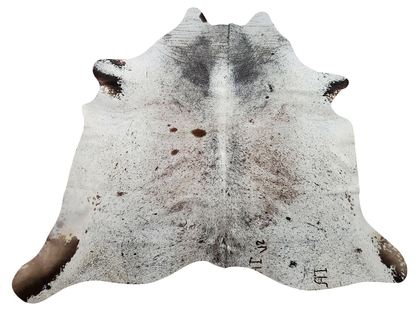 Large Speckled Tricolor Cowhide Rug 7.9ft x 6.6ft