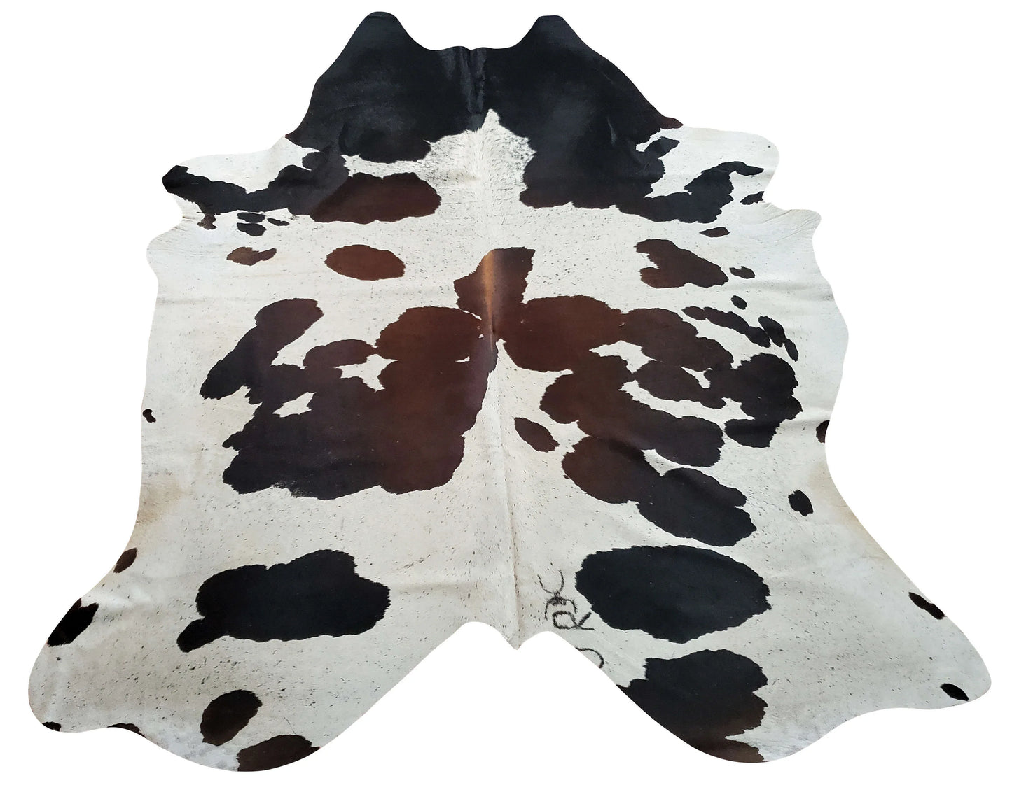 Brown White Belly Cowhide Rug 7.1ft x 6.4ft