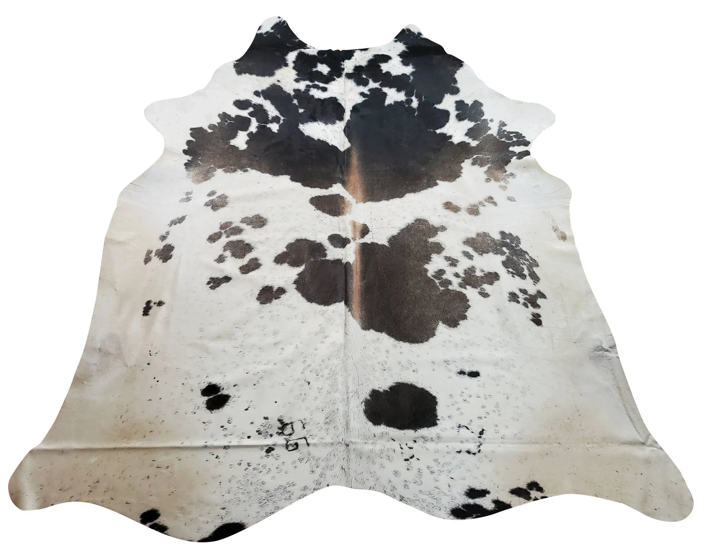 Exotic Dark Grey White Cowhide Rug 7.5ft x 6.4ft