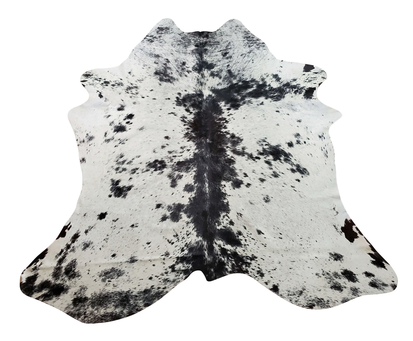 Natural Speckled Black White Cowhide Rug 7.1ft x 6.5ft