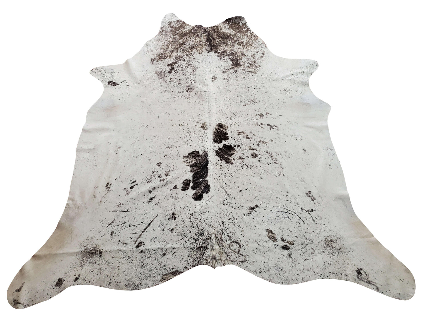 Grey White Speckled Cowhide Rug 6.6ft x 6.3ft