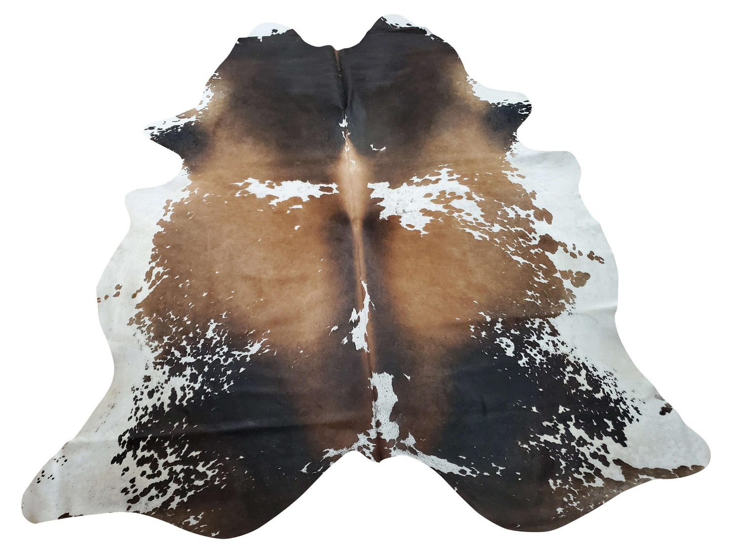 Natural Brown White Cowhide Rug 8.3ft x 7ft