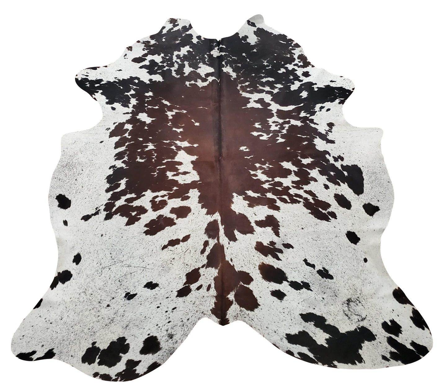 Large Tricolor Real Cowhide Rug 7.5ft x 6.1ft
