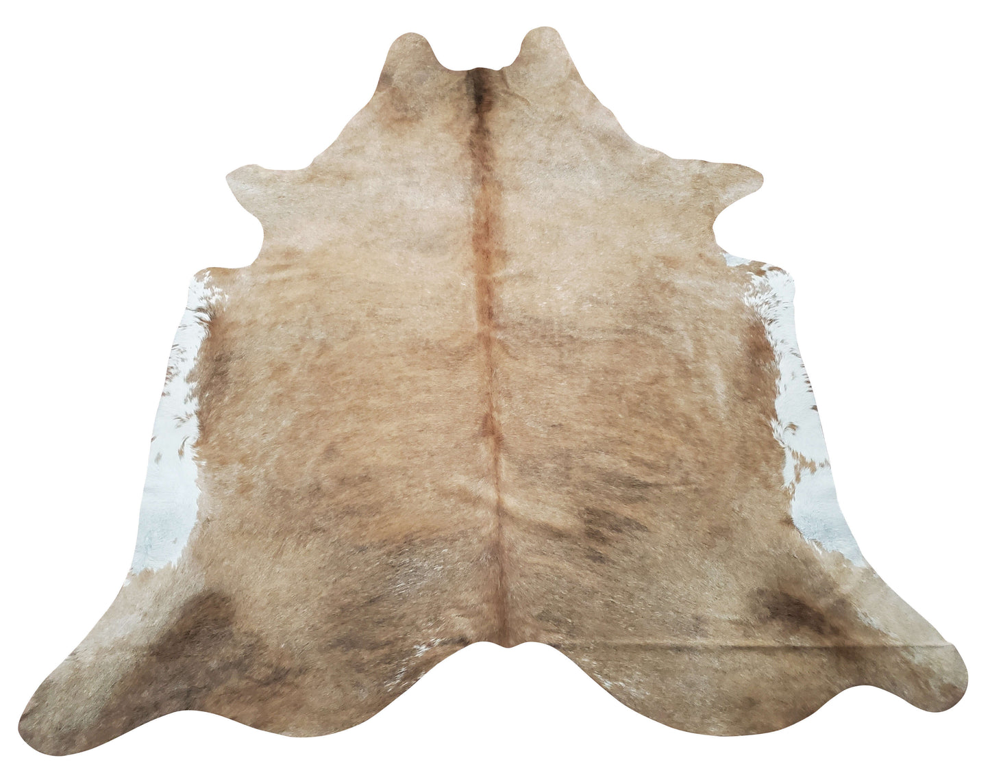 This beige cowhide rug is beautiful and very high quality looking! I get lots of compliments, this is perfect for any living room.