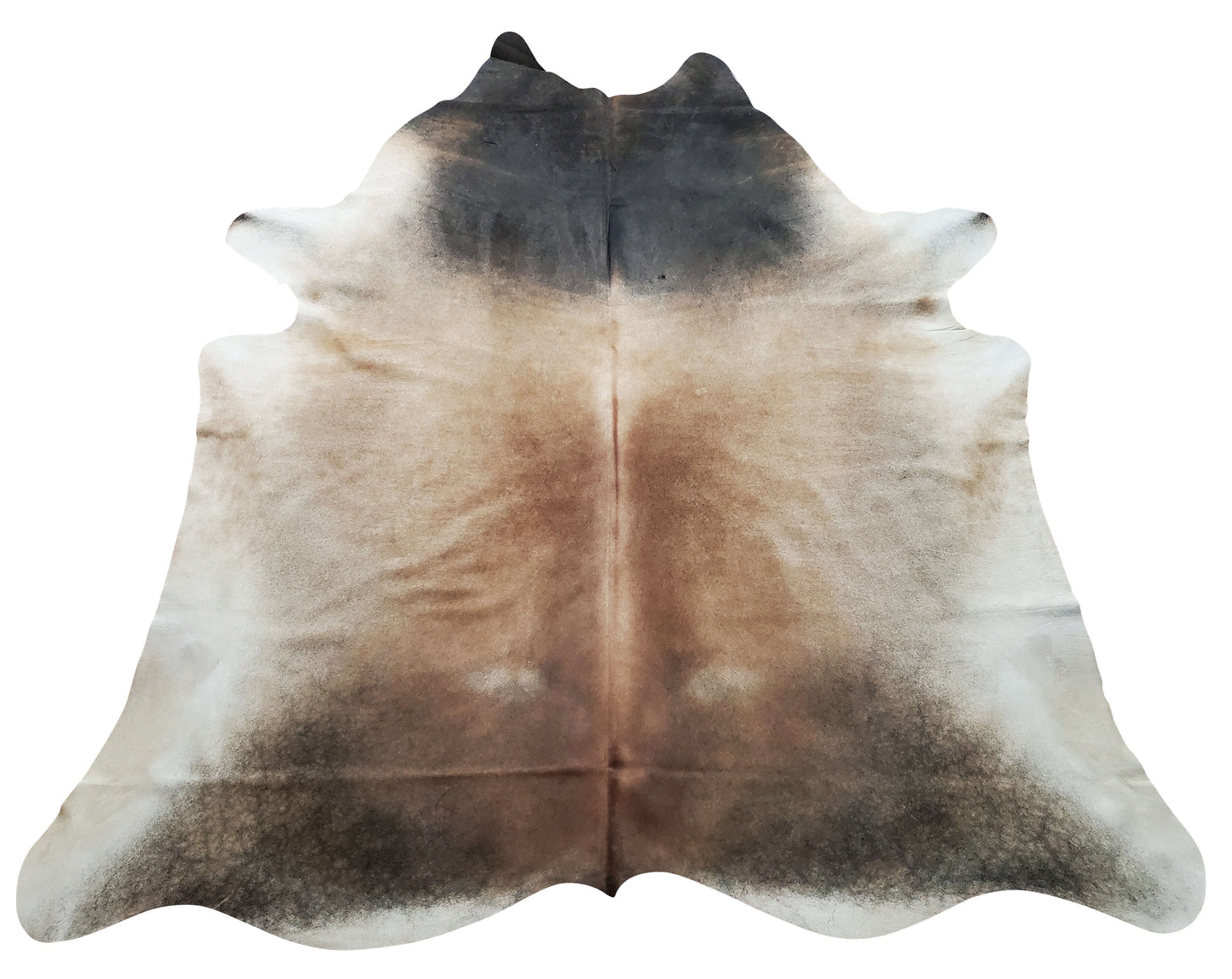 These gray-tan cowhide rugs are ideal for covering the bottom of a desk or table. They go well with the rest of the living room.