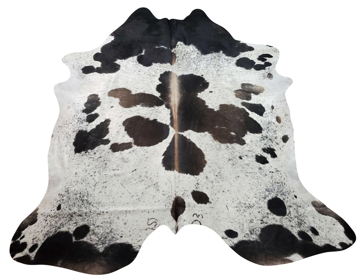 Large Cowhide Rug Dark Grey White 7.5ft x 7ft