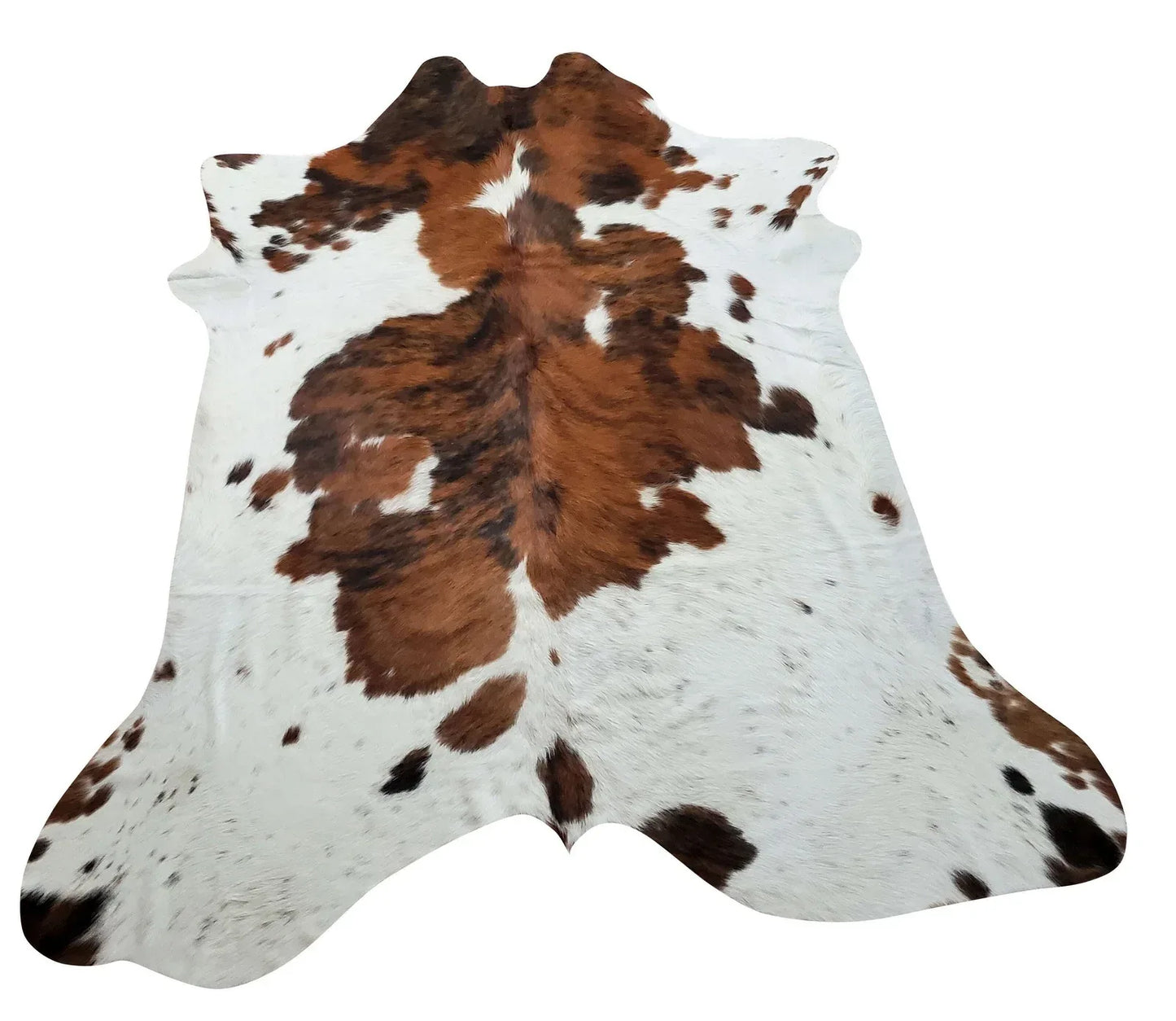 Spotted Tricolor Cowhide Rug Brown White 6.3ft x 6ft