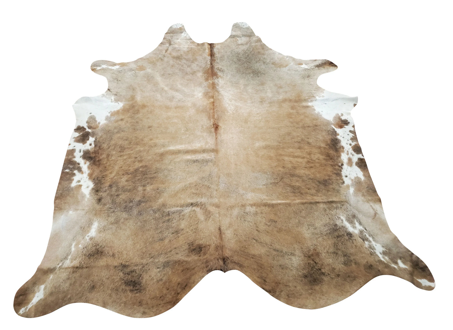 Cowhide Rug Dark Beige Brown White 7.2ft x 7ft