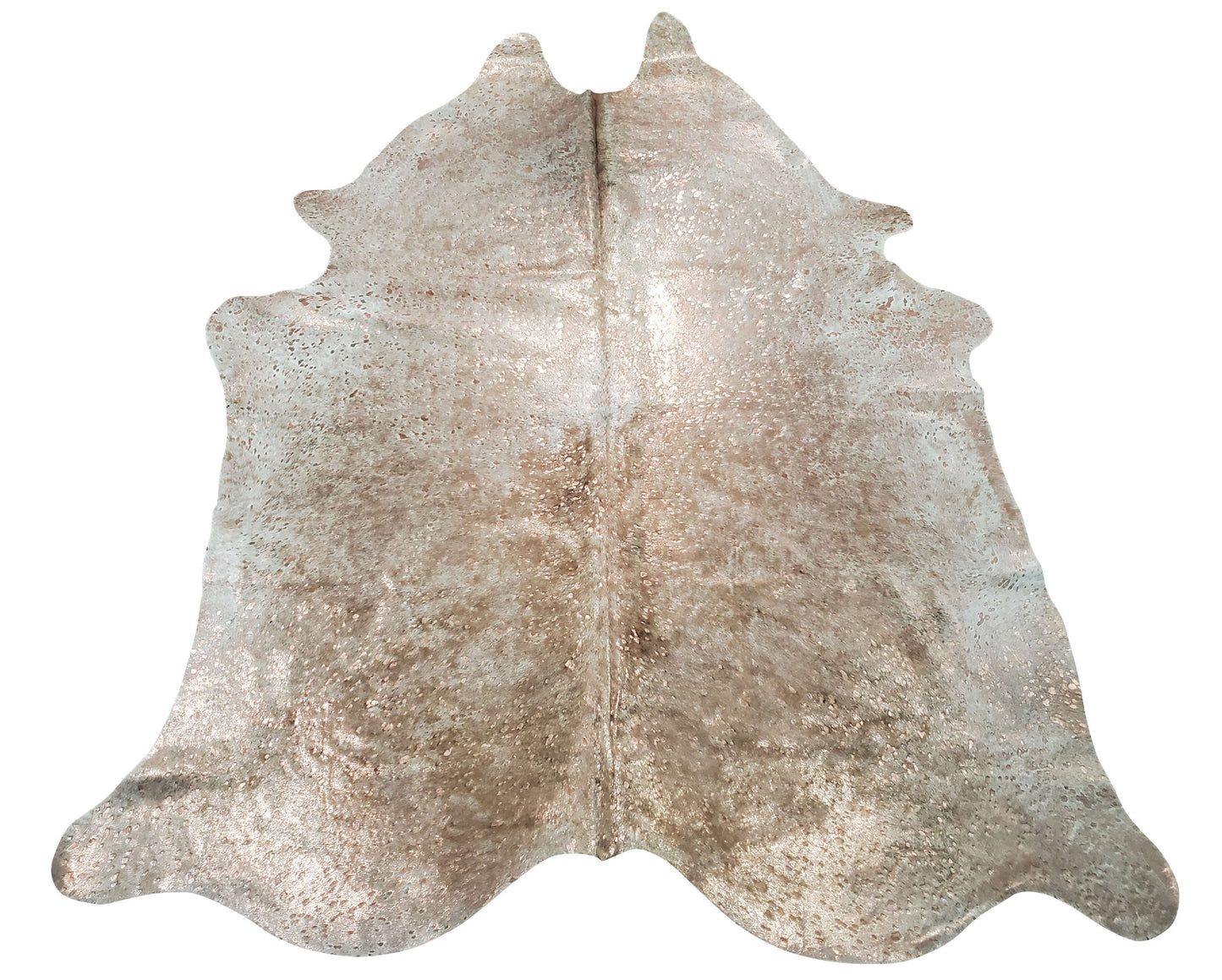 Our new gold cowhide rug with metallic is for sale, acid-washed cowhide rug white, back finished to suede, these rugs are great for any kitchen or foyer.