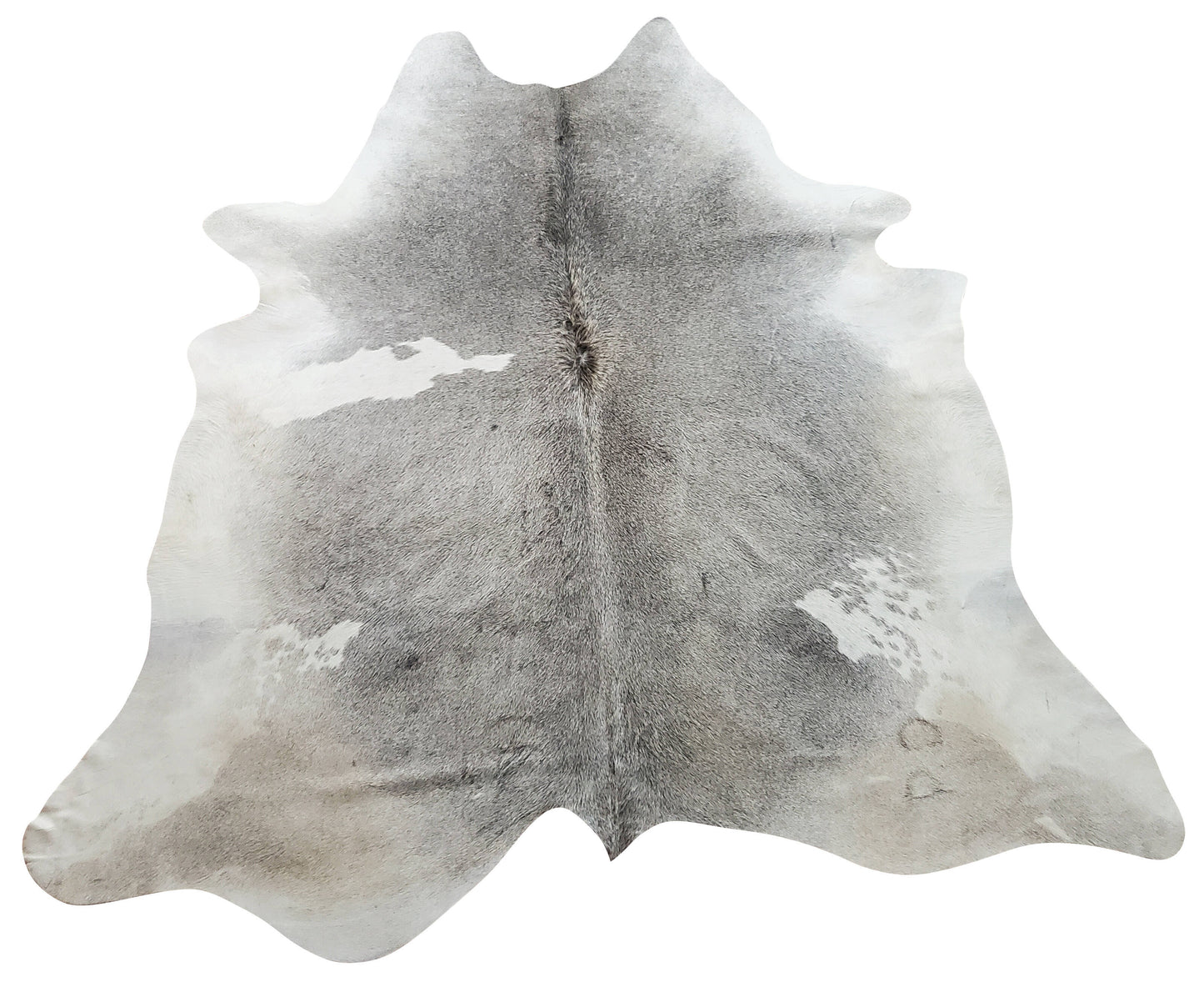 Genuine Grey White Cowhide Rug 6.5ft x 6.1ft