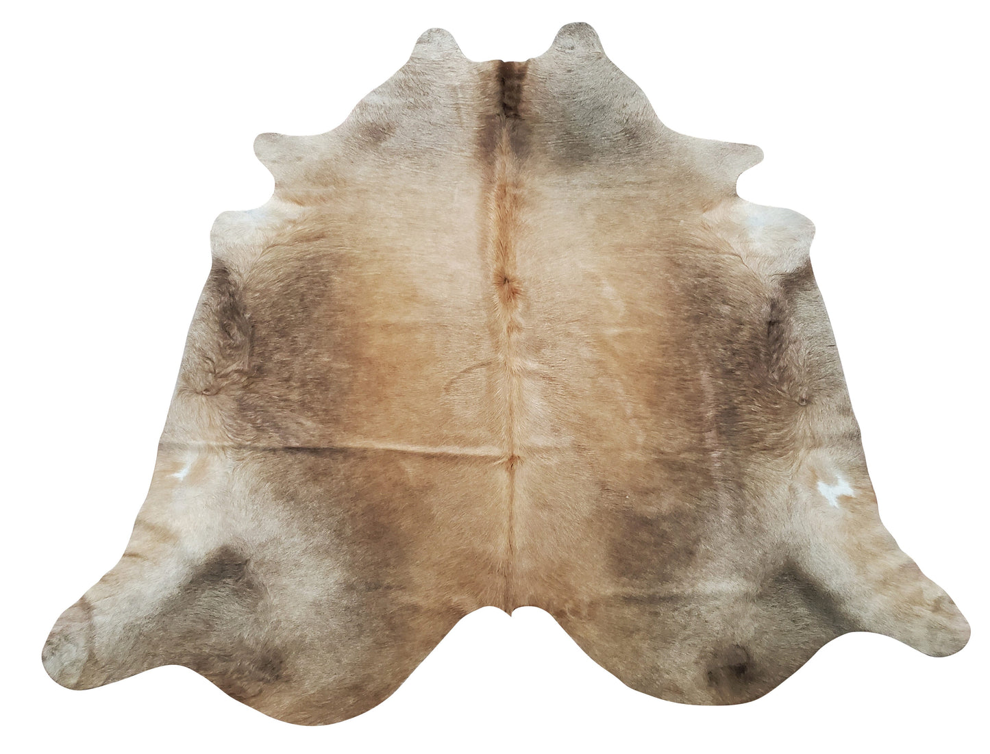 A dark cowhide rug in beautiful grey champagne is a perfect feel of formal to a cottage-style living room and a splash of decor to any space.
