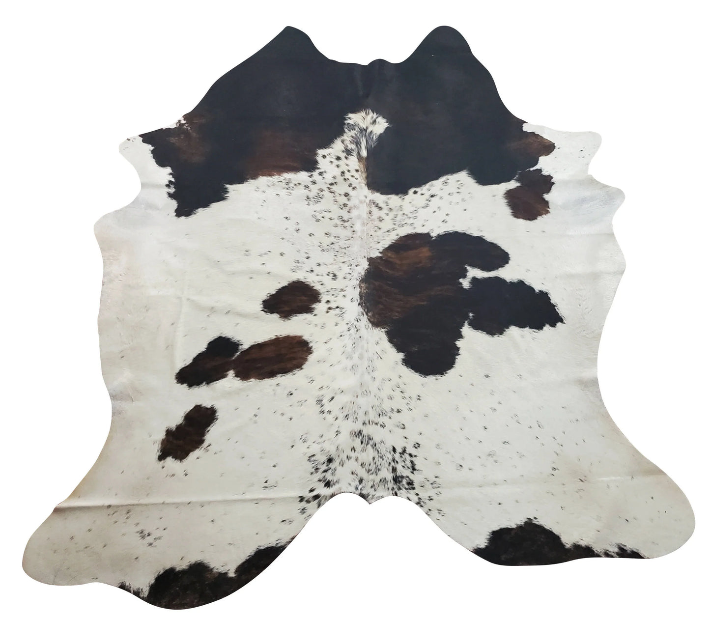 Real Tricolor Brazilian Cowhide Rug Natural Hair-on-Hide 7ft x 6.1ft