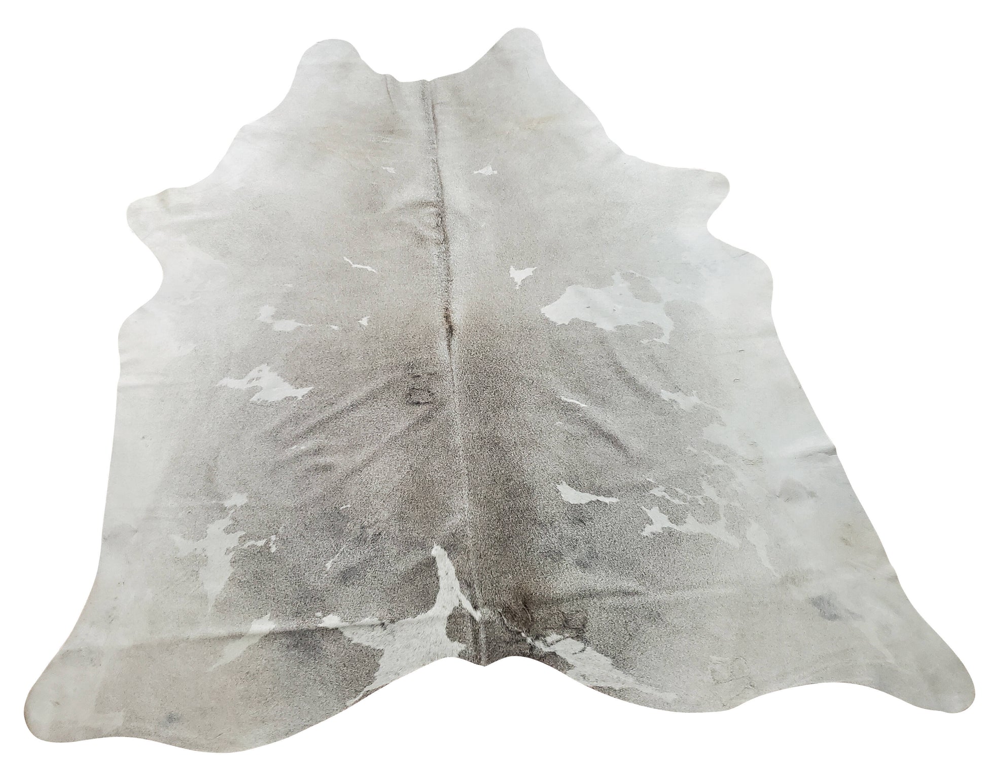 This western cowhide rug is unique for its lovely spotted grey on white. Soft touch, smooth, and natural also free shipping all over USA.