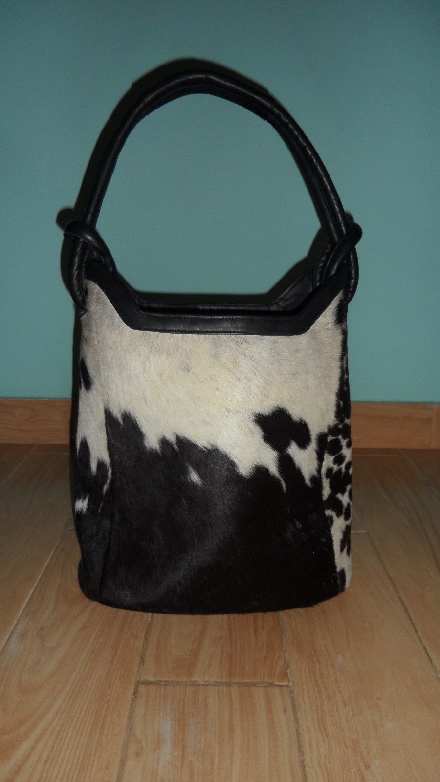 western cowhide bag in black white
