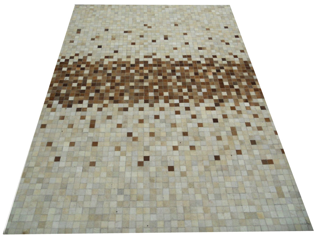 Beige Cowhide Patchwork Rug