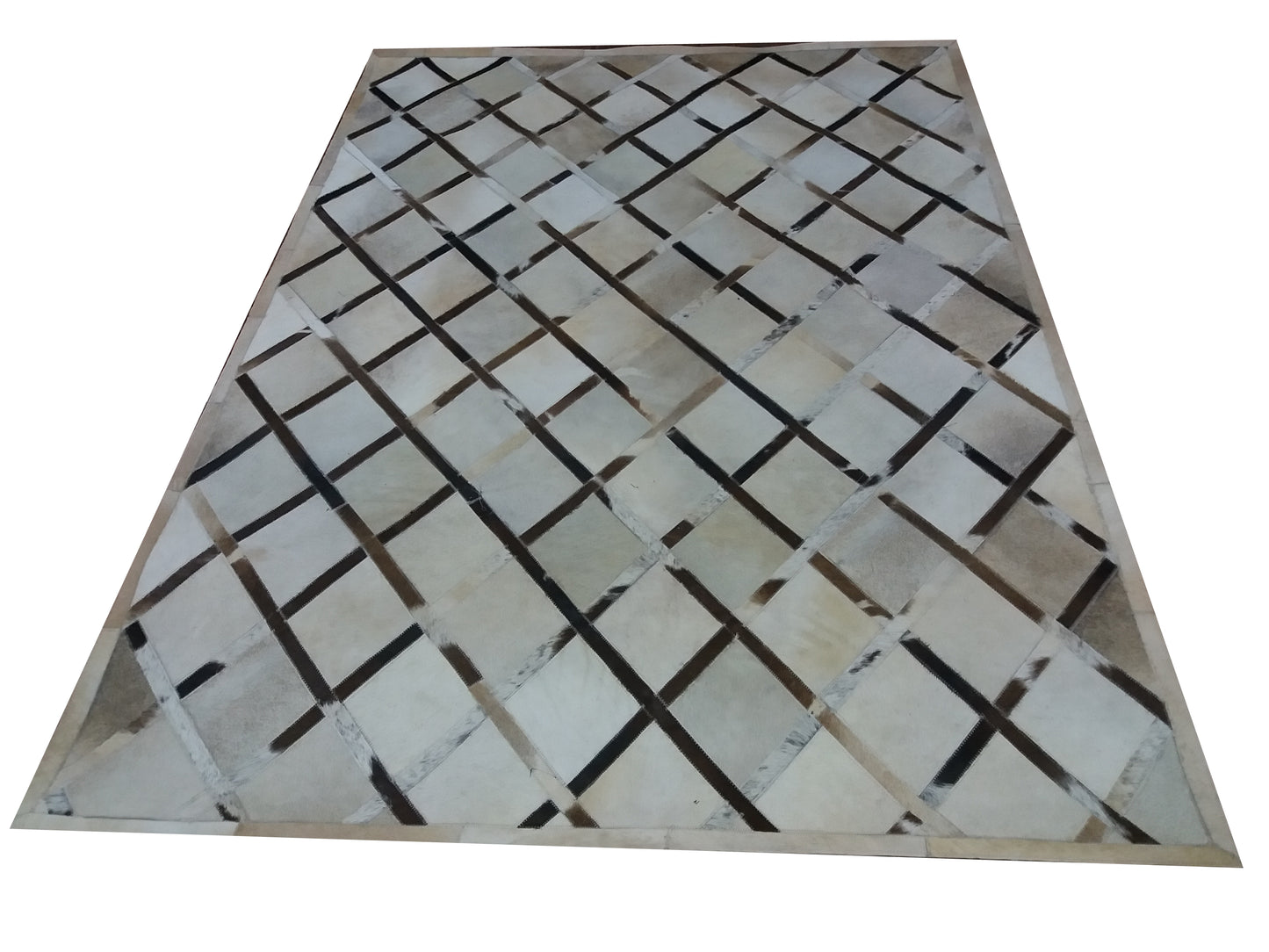 natural patchwork cowhide leather rug
