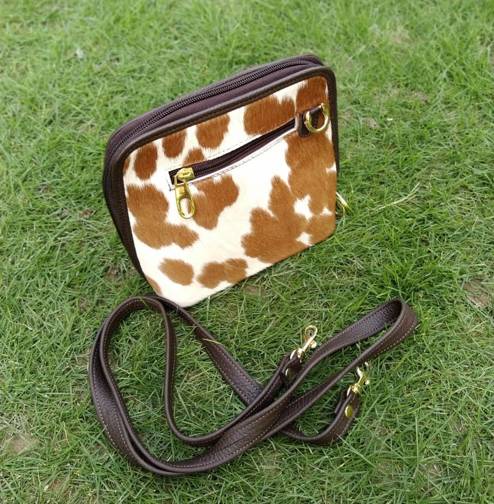 Cowhide Leather Crossbody Bag.